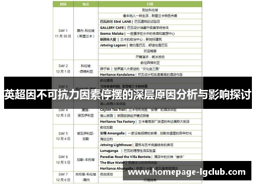 英超因不可抗力因素停摆的深层原因分析与影响探讨 英超因不可抗力因素停摆的深层原因分析与影响探讨
